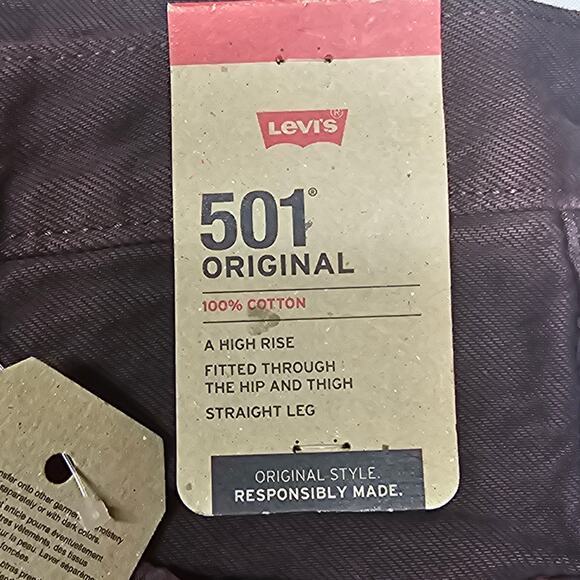 Levi's Women's 501 Original Brown Jeans with Raw Hem NWT 29 x 30 - Picture 7 of 13